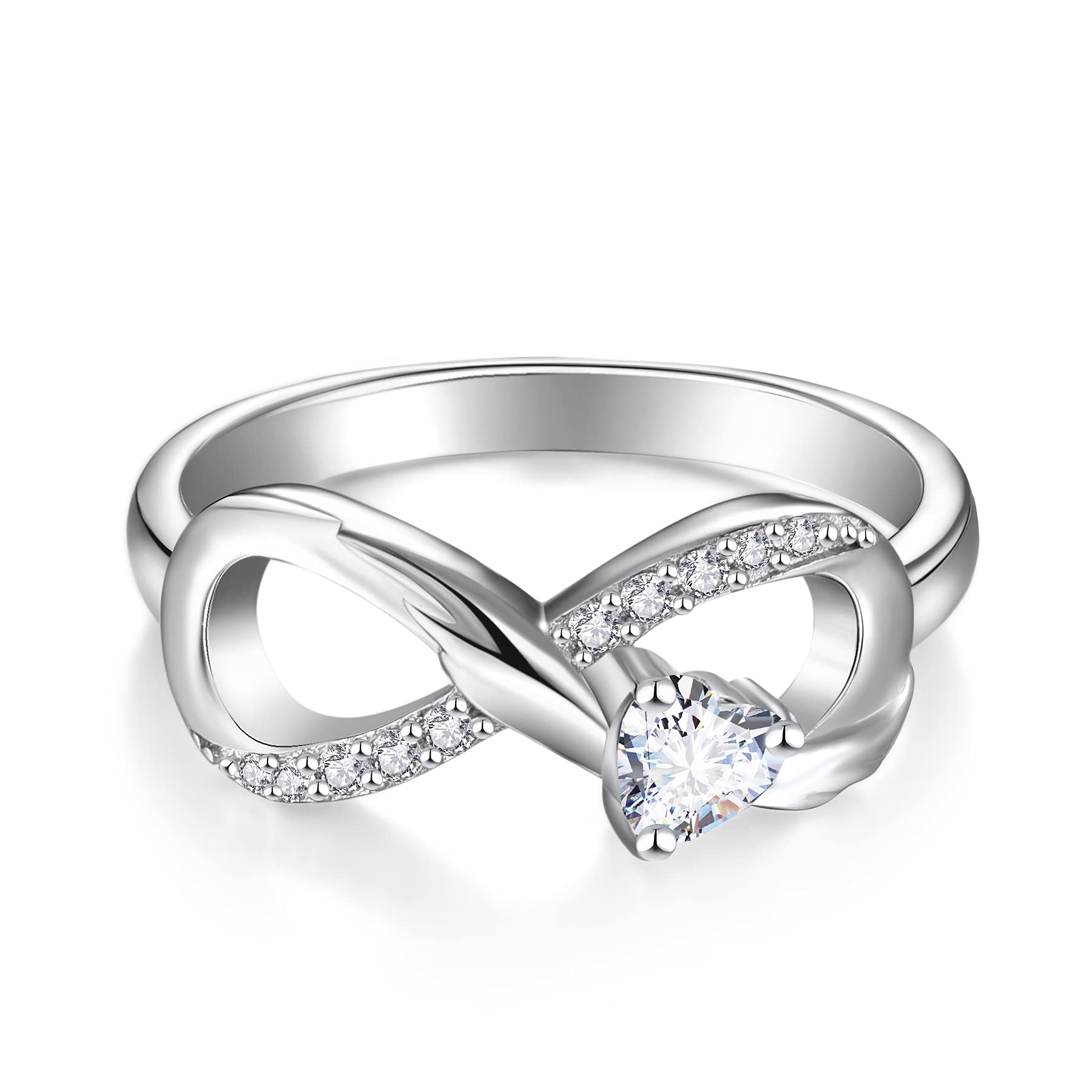 starchenie Unendlichkeit Ring 925 Sterling Silber Herz Geburtsstein flügel Verlobungsring für Damen