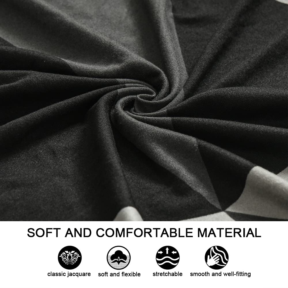 Ohrensessel Bezug 2-teilig, Stretch Sesselüberzug mit Kissenbezug, bedruckter Spandex Sesselbezug, waschbarer Ohrensessel Überzug für Wohnzimmer, Schlafzimmer Dunkelgrau Einheitsgröße