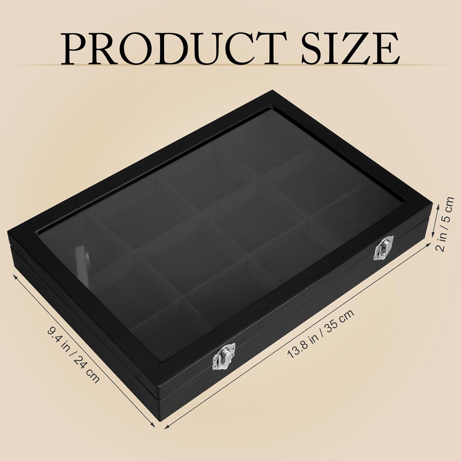 HEALLILY Bracelet Box, Velvet 12 Grids Bracelet Organizer, Necklace Box with Clear Lid, Earring Organizers and Storage for Rings Necklaces Bracelets Bangle Stud Earring Jewelry Display Tray