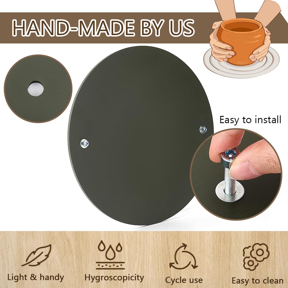 BENECREAT 4 pezzi Pipistrelli per ceramica verde oliva, diametro 30 cm preforato tondo argilla racchetta per tornitura argilla, produzione di ceramica, spessore 5.5 mm