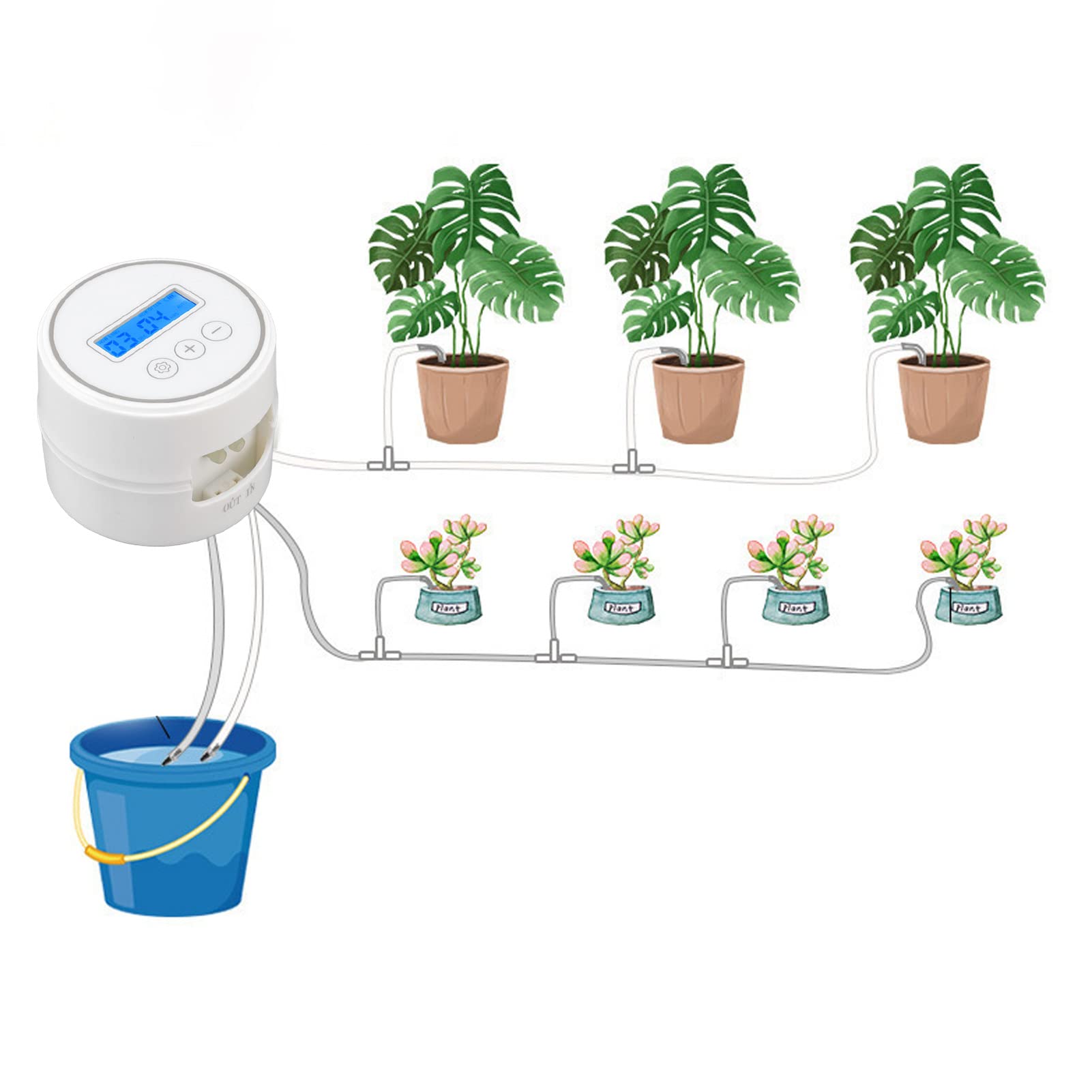 Système D'arrosage Automatique pour Plantes D'intérieur, Système D'arrosage Automatique, Minuterie D'irrigation USB Intelligente Programmable, Minuterie de Robinet de Tuyau Intelligent pour 20 Plantes