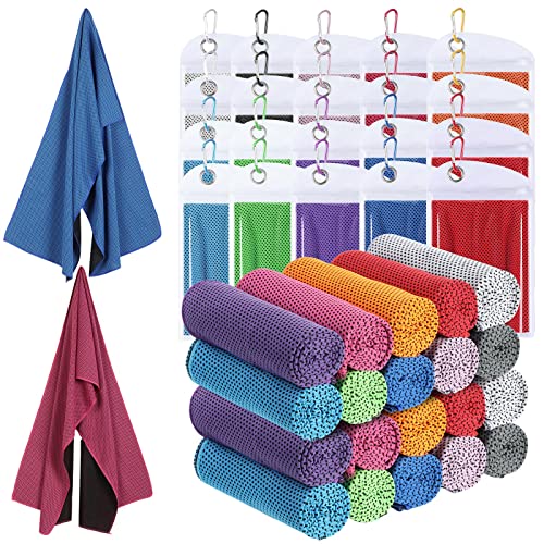 20 Pcs Cooling 47 x 12'' Soft Ice Towel Neck Face Microfiber Gym Cold Workout Towels for Sweat Breathable Chilly for Men Women Sport Yoga Golf Running Fitness Activities Hot Weather