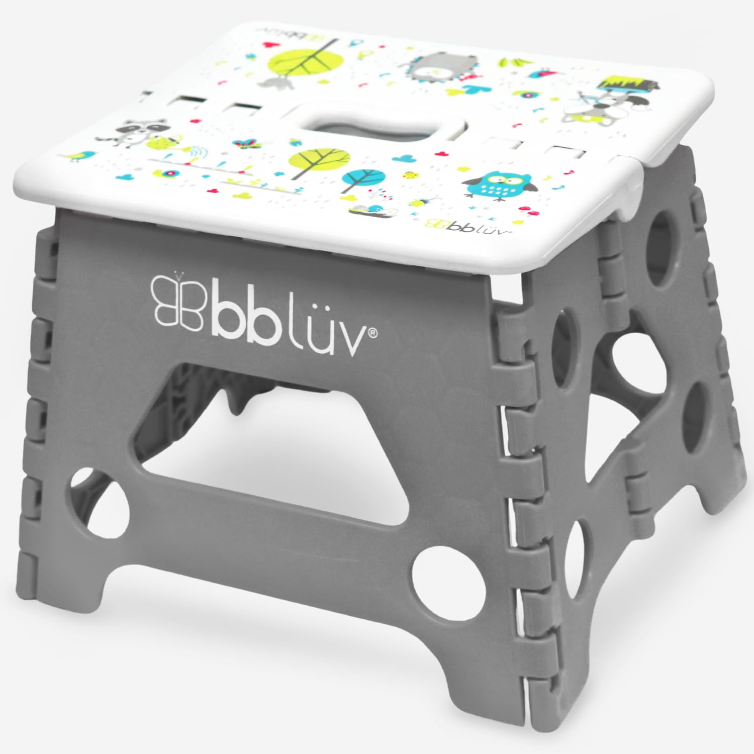 Bblüv – Escalera Plegable para bebé – Taburet/Caminata compacta y fácil de Limpiar para niños pequeños – Baño y Cocina – Aprendizaje de la Limpieza – Gris