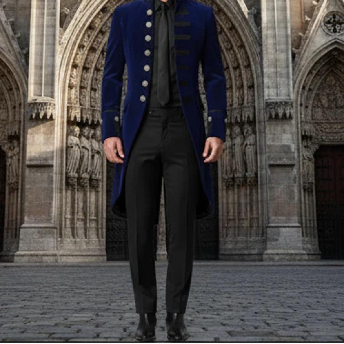 Mens Velvet Vintage Goth Steampunk Victorian Handmade Frock Coat