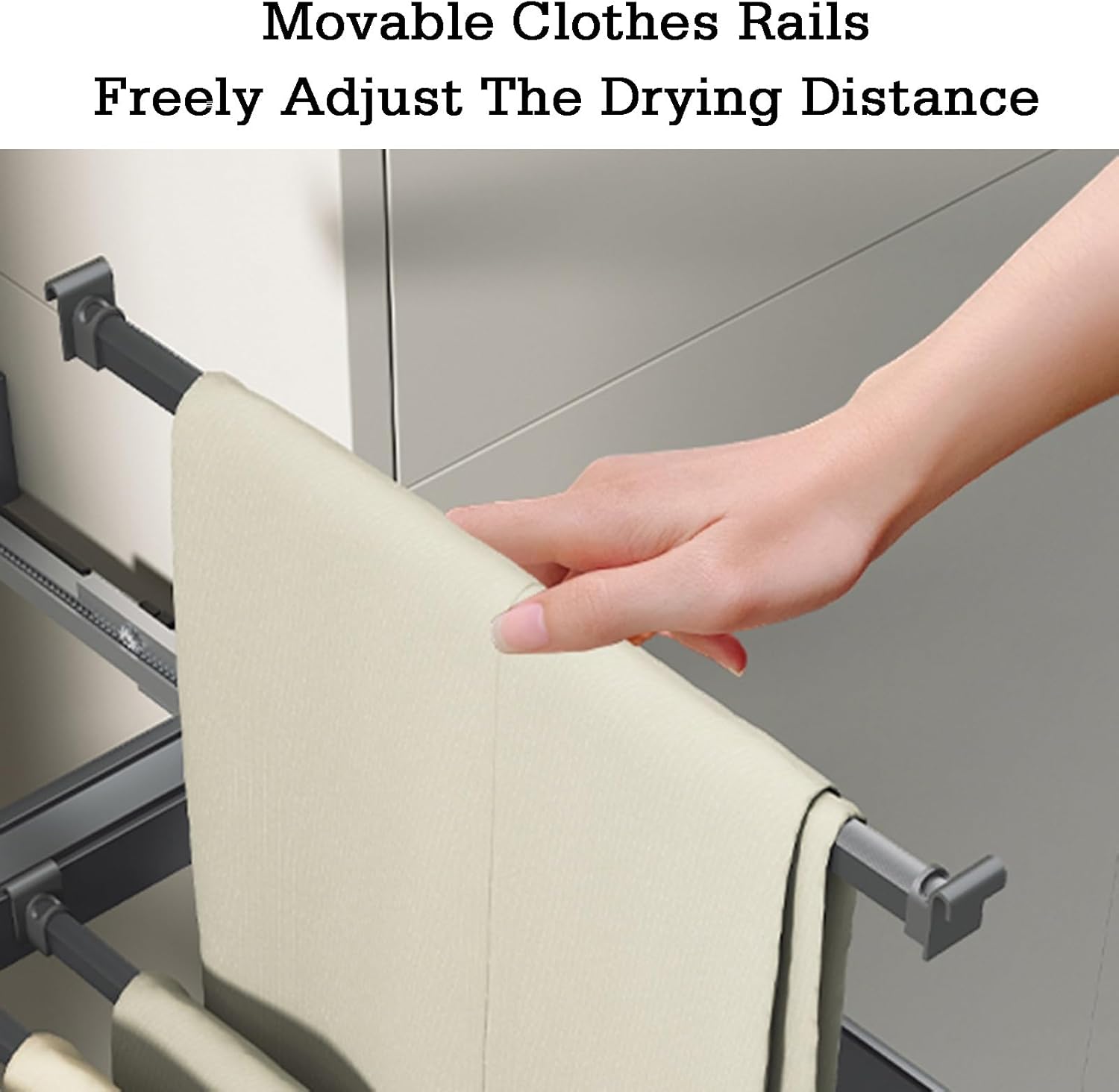 Clothes rail Pull Out Trousers Rack, Invisible Pull-Out Drying Above Washing Machine Wall-Mounted Adjustable Multiple Sizes(61.4-66.4)