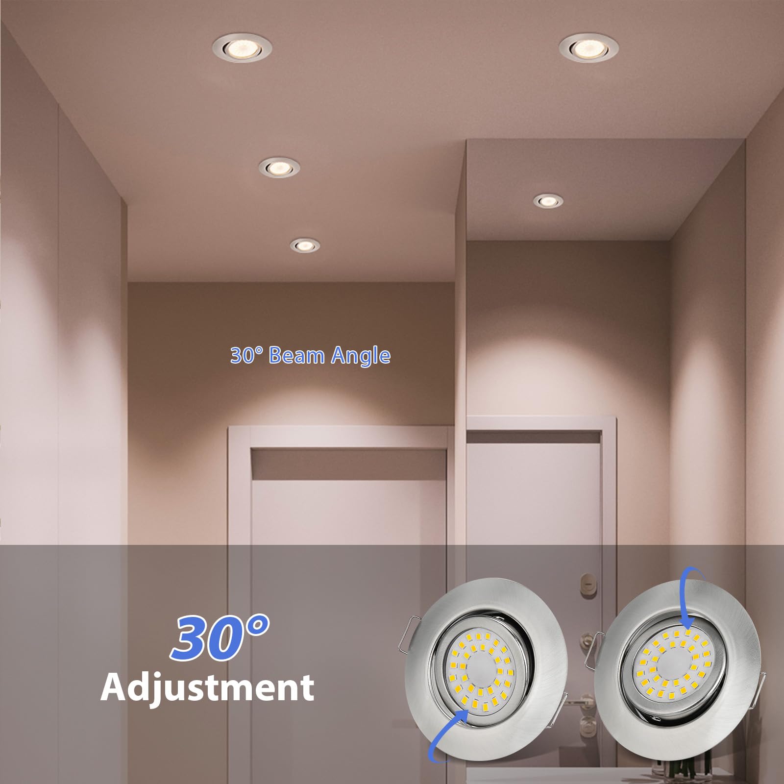 cloksh LED Einbaustrahler 230V Dimmbar LED Spots 6W IP44 Bad Einbauleuchten Schwenkbar Deckenspots,Warmweiß 3000K Neutralweiß 4000K Kaltweiß 6000K Einbauspots für Badezimmer Küche Wohnzimmer