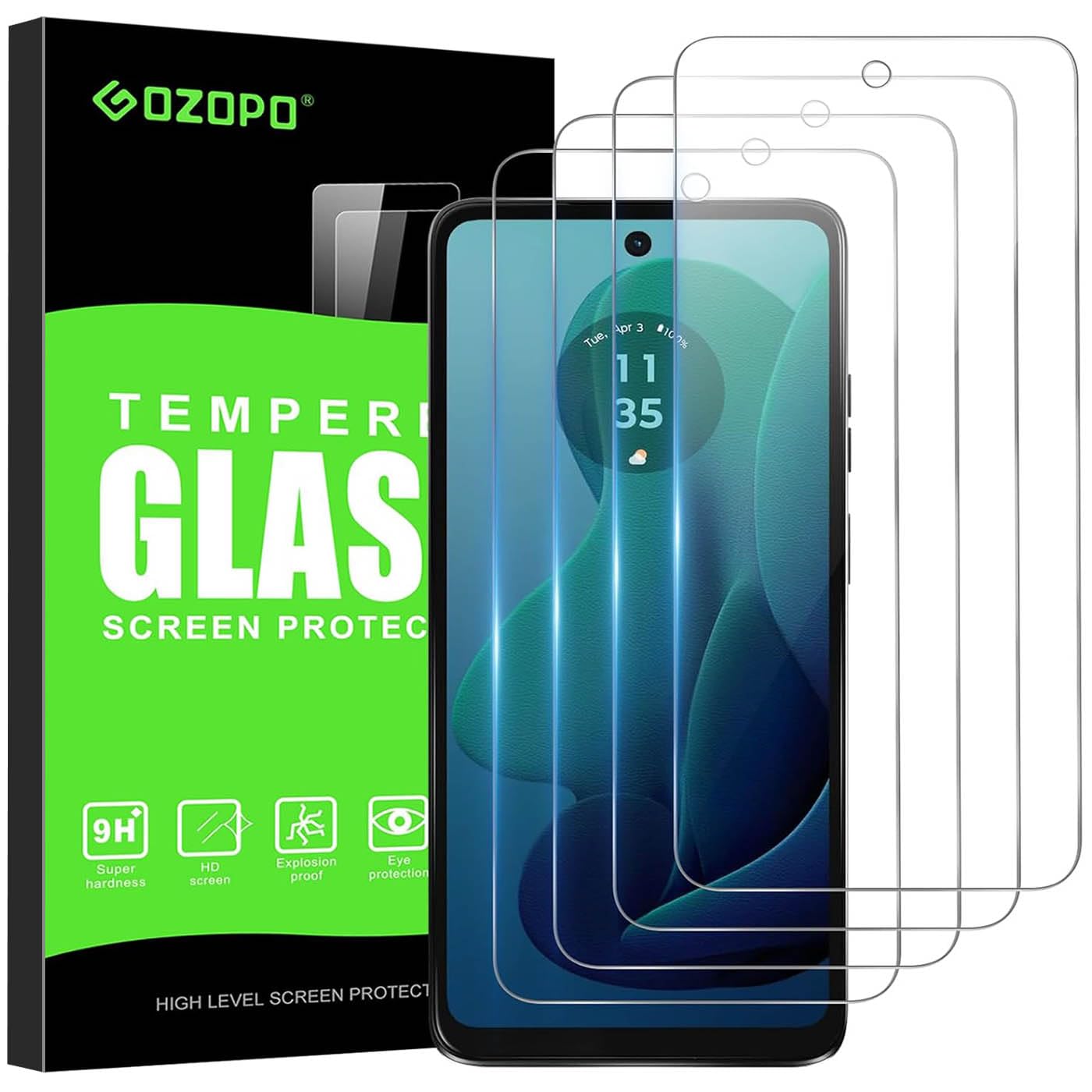 GOZOPO [4 Pack] Screen Protector for Motorola Moto G 5G 2024, Tempered Glass Screen