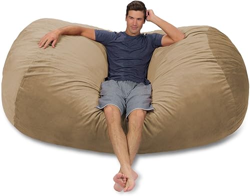 Miniatura 152 de Comfy Sacks - Puf de espuma viscoelástica de 7.5 pies, tumbona de piel sintética color negro Piel sintética, color negro,Piel sintética de color