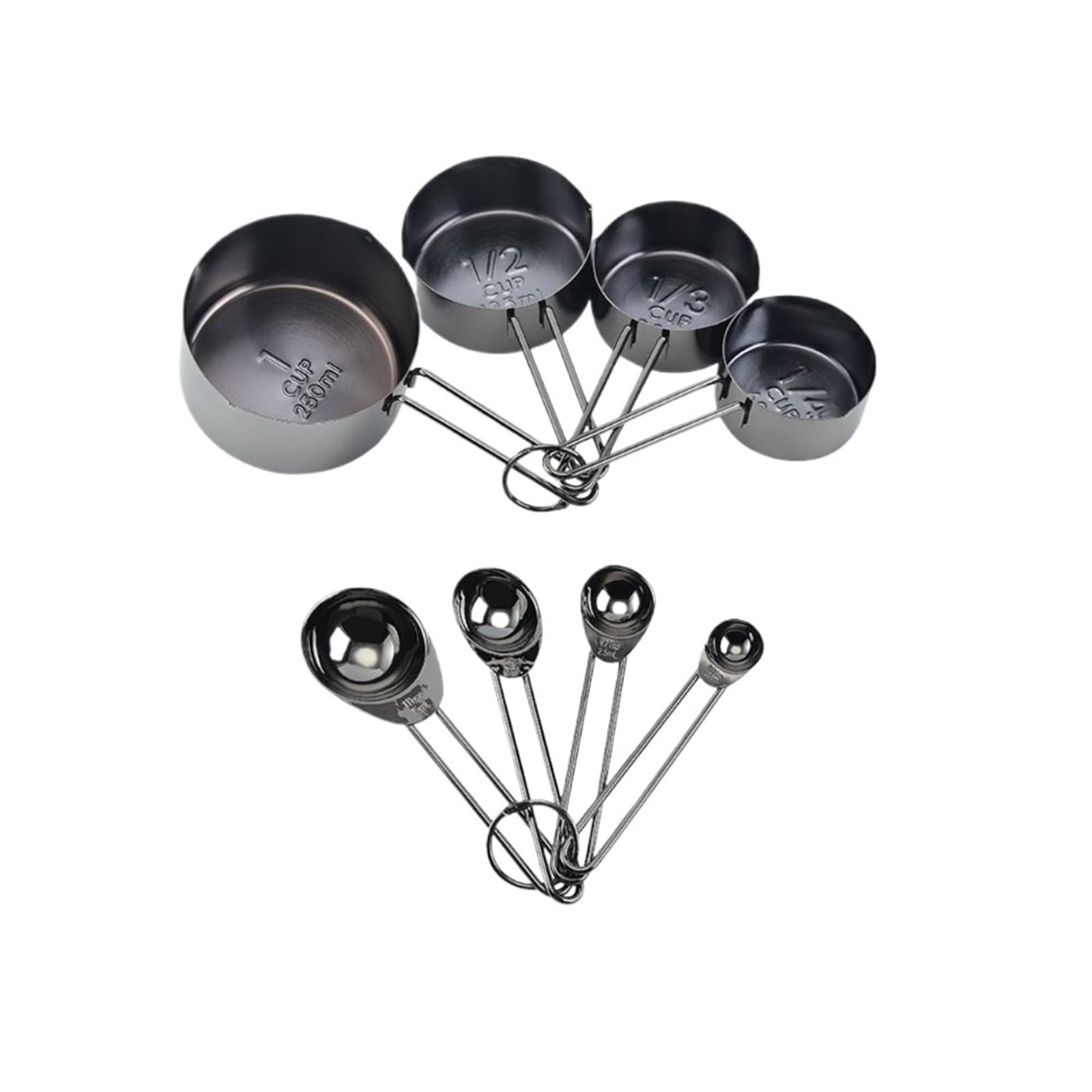 8 Teile/satz Edelstahl Messlöffel Set Rose Gold Tassen Küche Zubehör Backen Tee Kaffee Löffel Werkzeuge(Dark Grey)