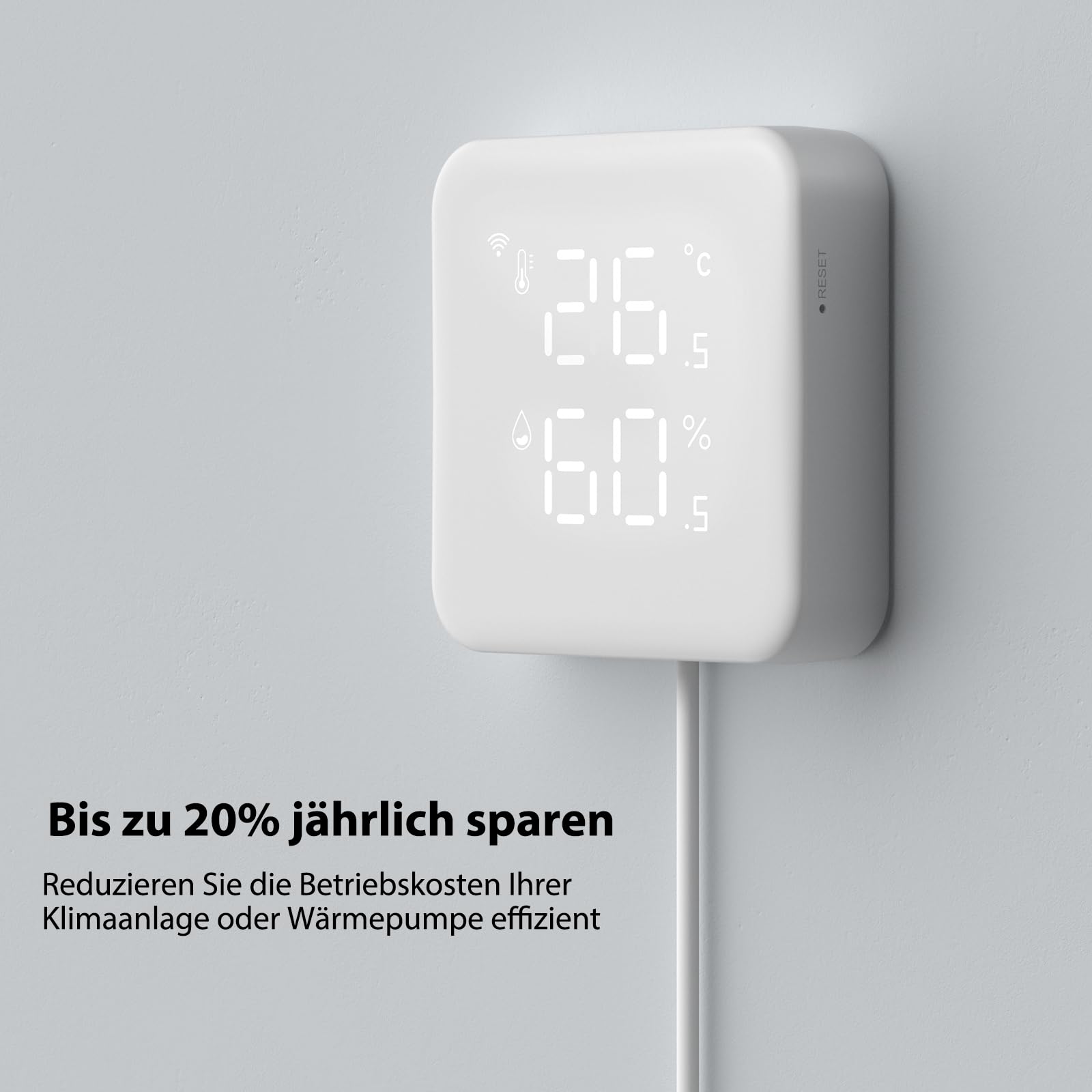 Smart Klimaanlagensteuerung für Split-, Fenster- & Mobile ACS, mit WLAN Thermometer Hygrometer, automatischem Komfort & Energieersparnis, 60-Sekunden-Installation, kompatibel mit Google & Alexa