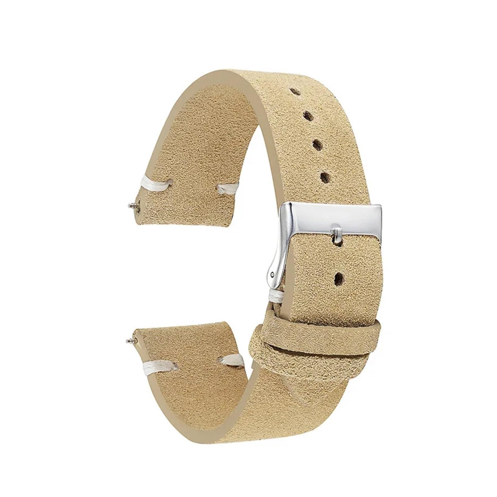 Ręcznie wykonany pasek do zegarka z prawdziwej skóry zamszowej akcesoria do zegarków khaki pasek retro 18 mm 20 mm 22 mm 24 mm pasek (khaki, czarna linia, 20 mm)