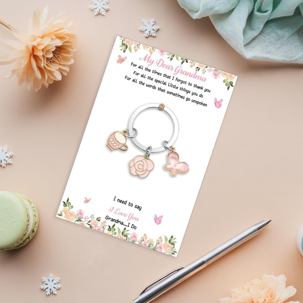 Grandma Gifts from Grandkids Grandson Granddaughter Christmas Valentines Mothers Day Birthday Gifts for Grandma Nana Grandmother Gift Grandparents Day Thank You Gift for Nana Keychain Keyring Keepsake - Image 2