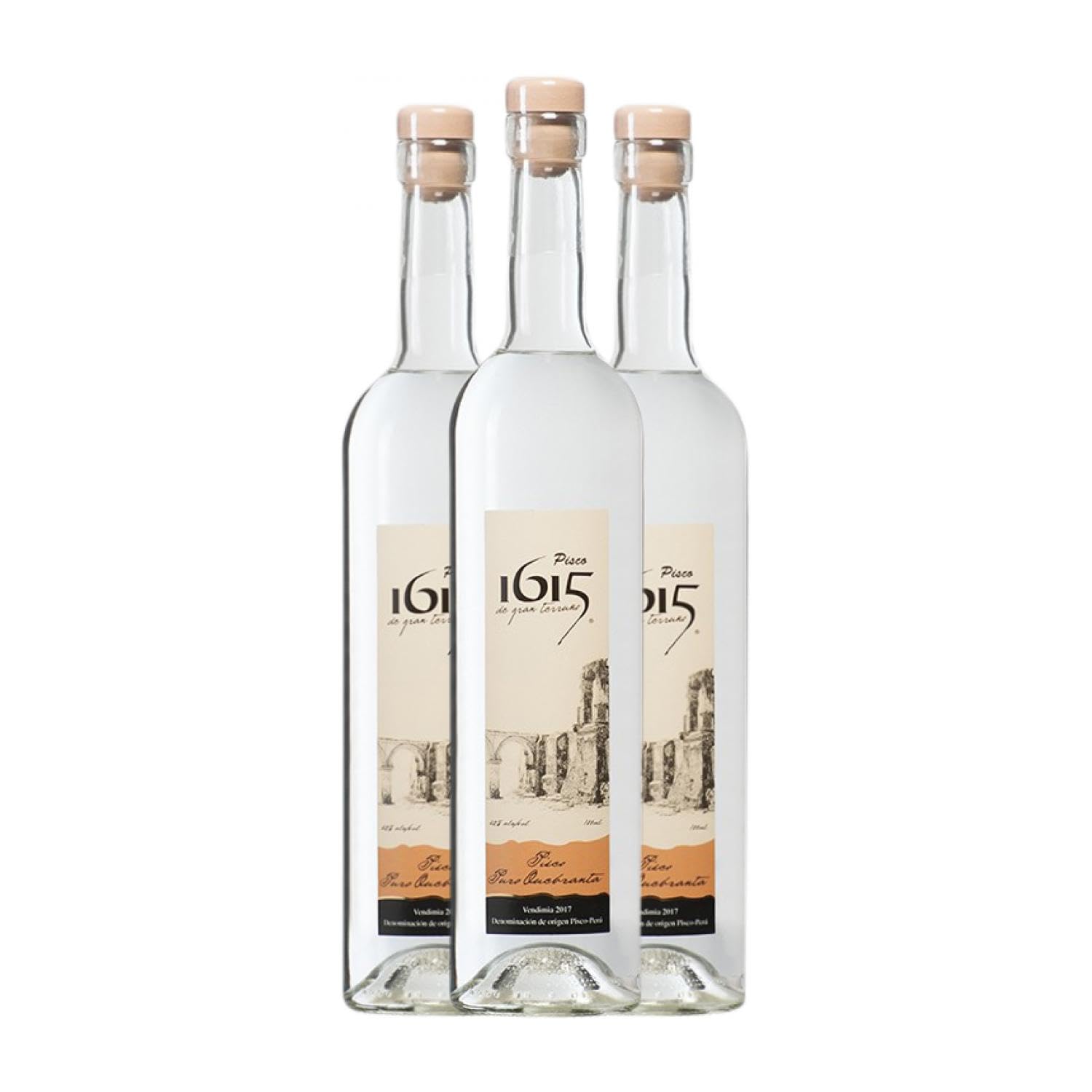 Pisco Pisco 1615 Puro Quebranta 70 cl (Caja de 3 Botellas de 70 cl)