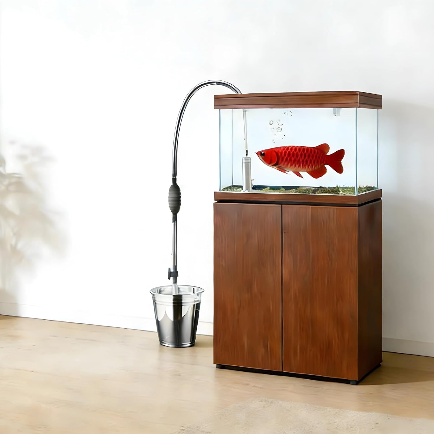 Fish Tank Water Changer 3.0M, Aquarium Vacuum Gravel Cleaner, Flow Regulator, Extendable Siphon with Duckbill Head, Cleaning Filter Screen Grid