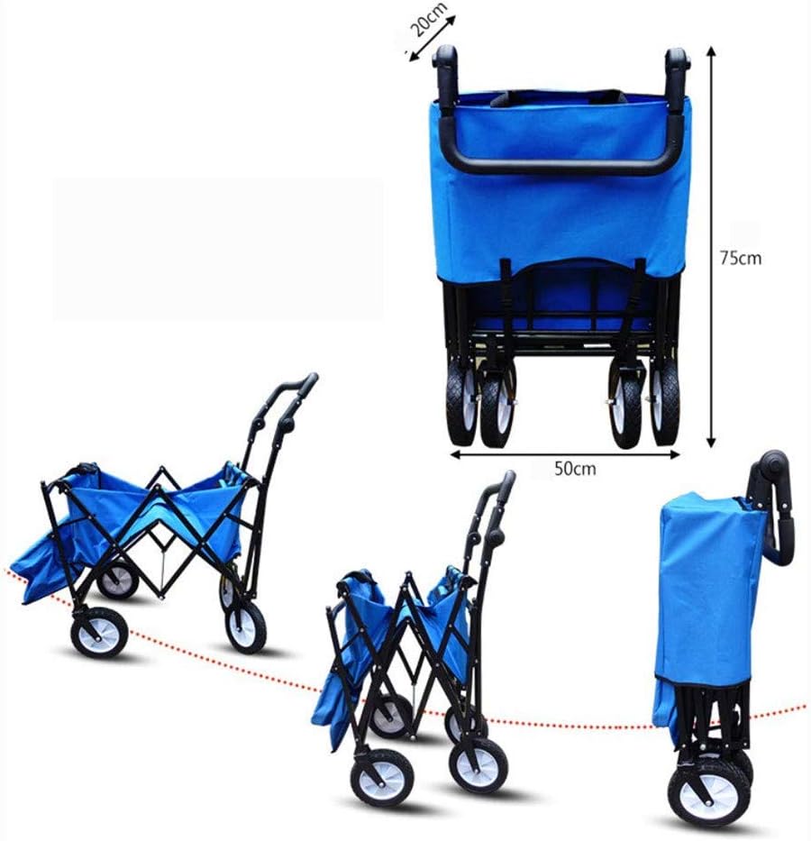 Trolley Wagon, Outdoor Beach Trailer Foldable Kids Wagon, Portable Shopping, Outdoor Beach Carriage with Removable Canopy (C)(B) (A)