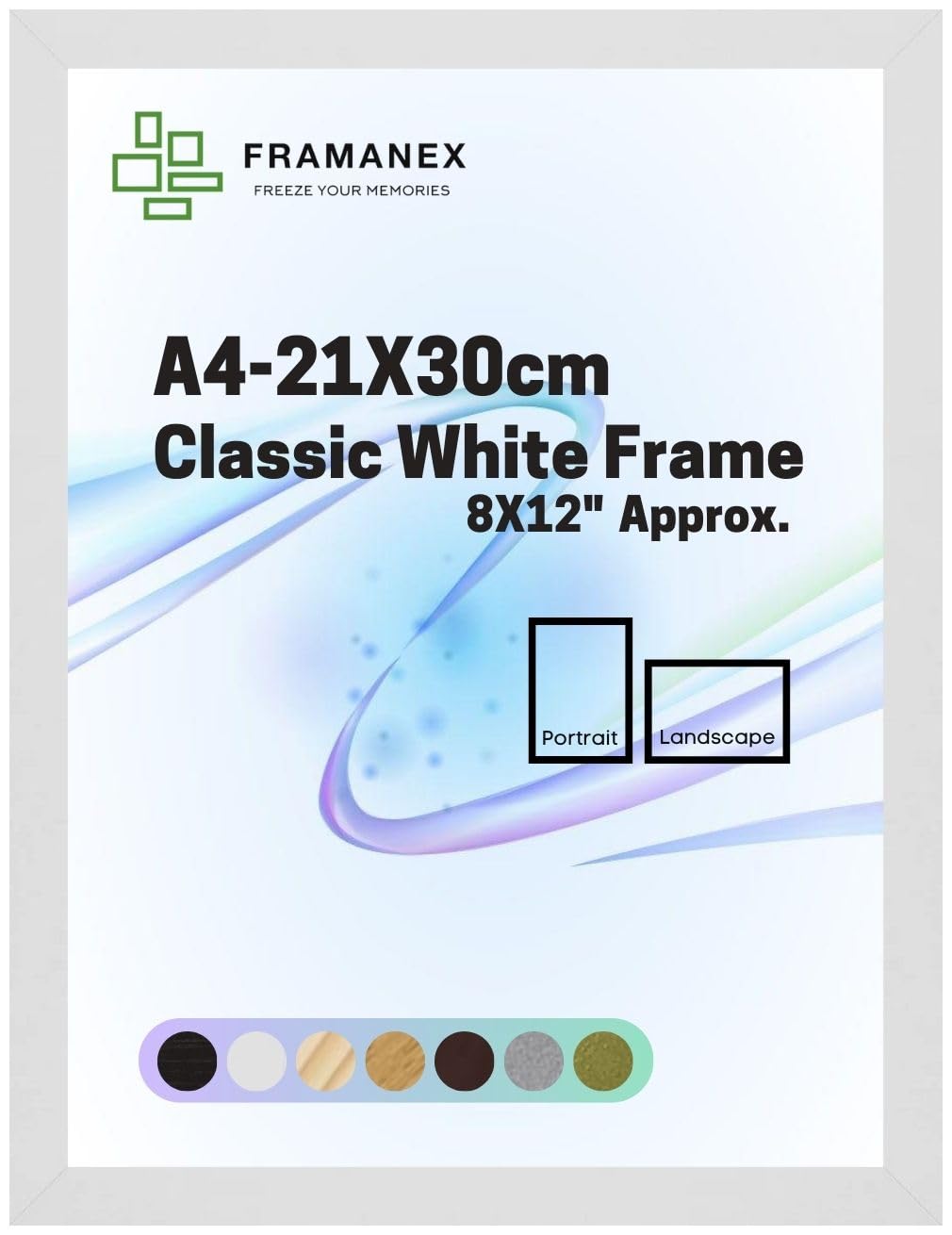 Framanex White Modern Dome Shape Frames | Colour A4 Picture Photo Poster Frames | A4 Rectangle Picture Frame | Beautify Your Walls With Sd Mold Wood Finish Photo Frame