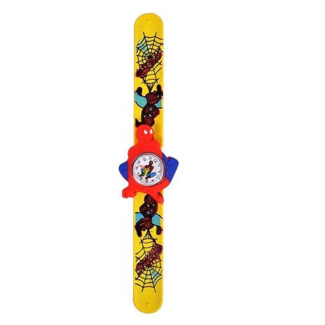 Angelfish Spiderman Standar auto Close Band Yellow Color Kids Watch