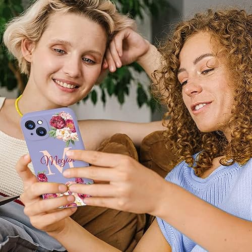 Miniatura 3 de Nombre personalizado e inicial  Flor floreciente  Funda de silicona líquida para iPhone 15 Pro Max 14 13 12 11 Xs Max Xr SE3 8 7 6 Plus 11 Pro Mini,