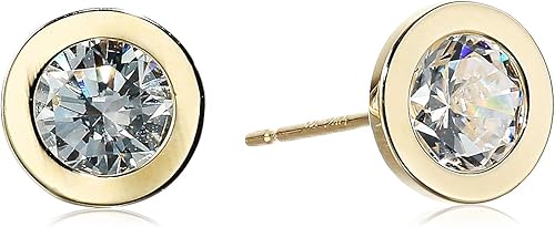 Tienda Collection Gold Zirconia Round Stud Earrings