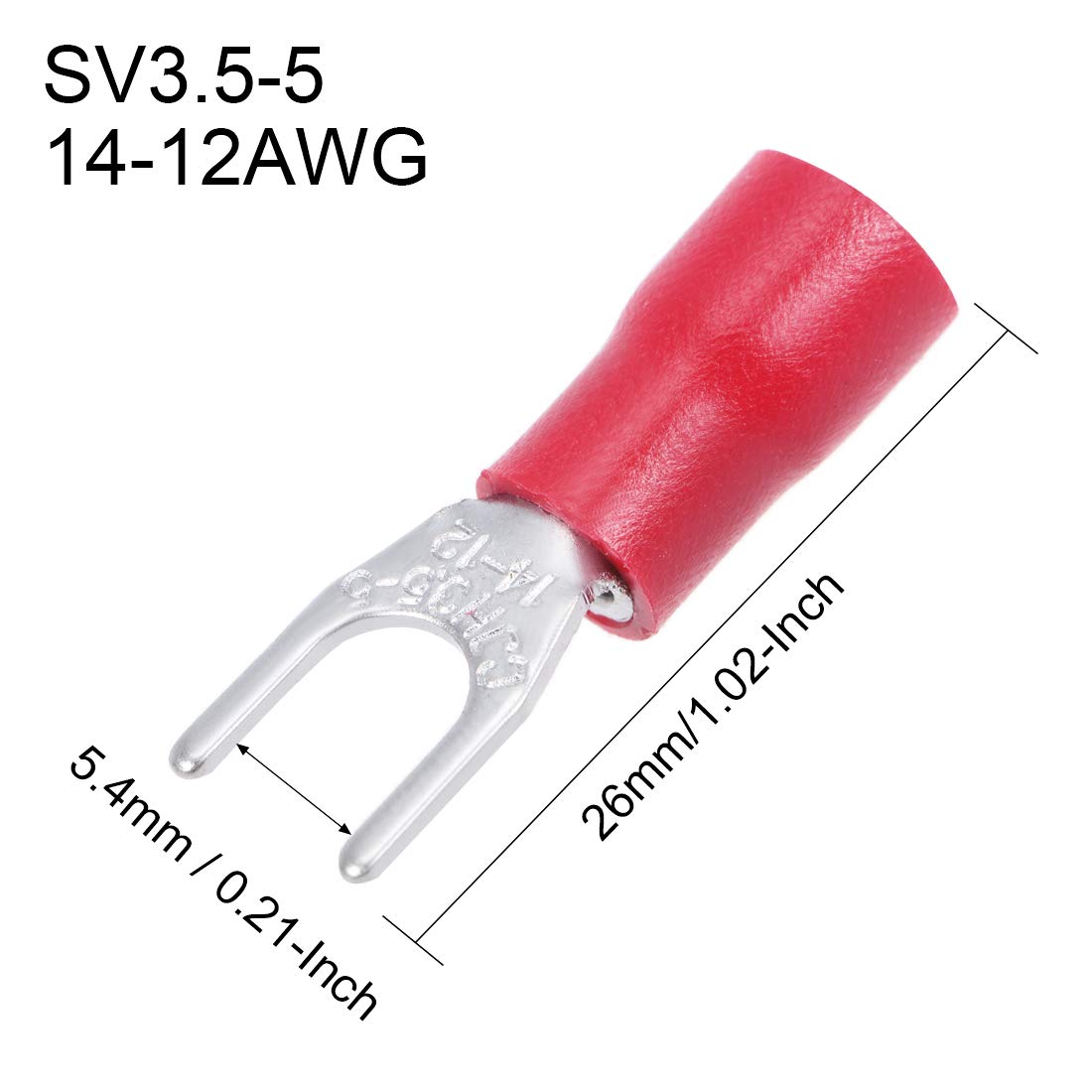 uxcell 50Pcs SV3.5-5 Insulated Fork Spade U-Type Wire Connector
