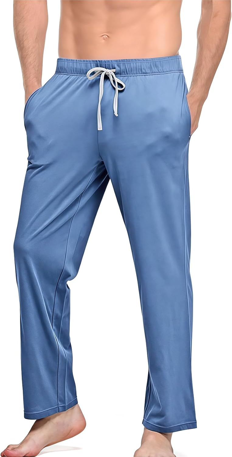 Mens Yoga Sweatpants Athletic Lounge Pants Lightweight Elastic Waist Jogger Pajamas Casual Pants with Pockets
