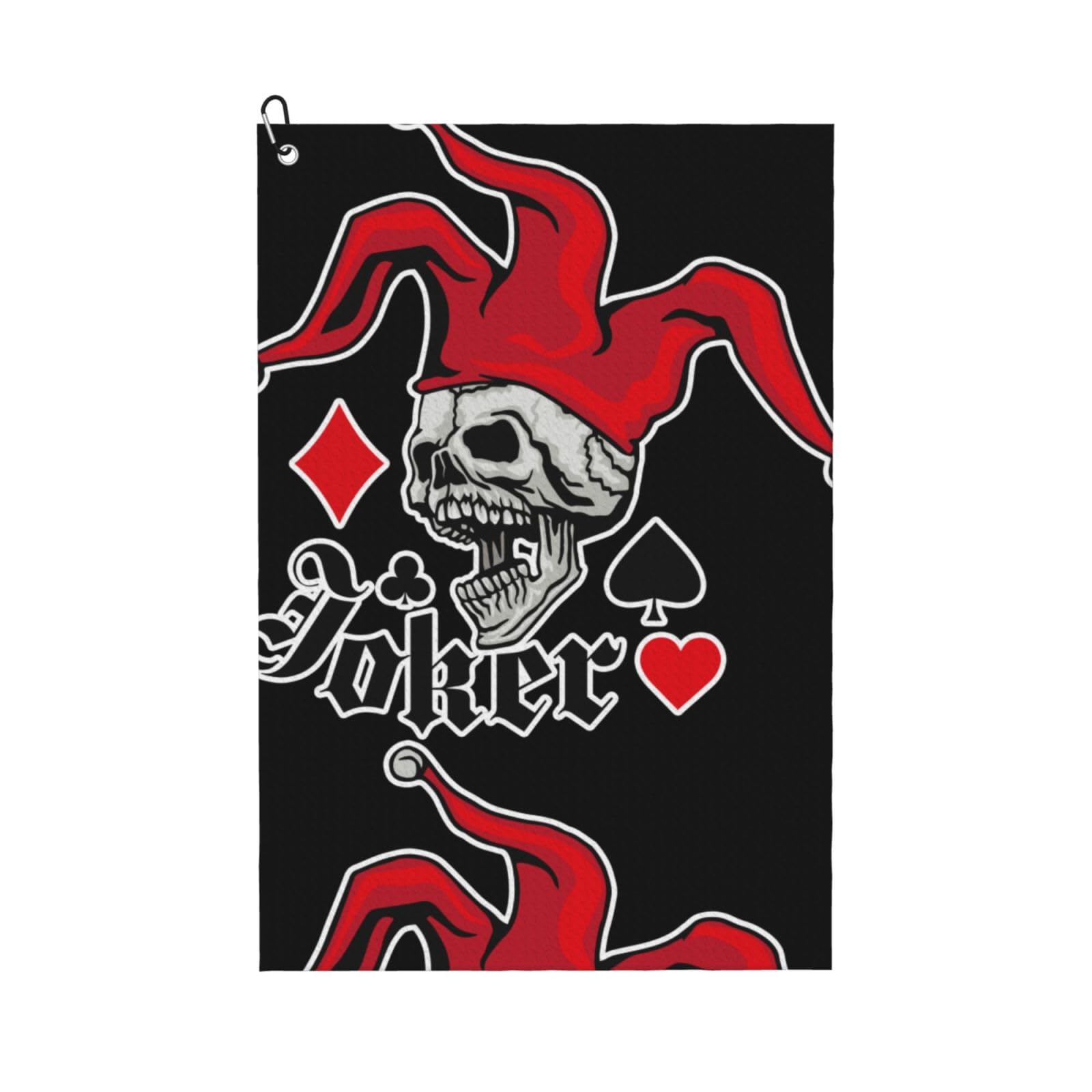 peiyeety Joker Skull Microfiber Golf Towel with Carabiner Clip, 16x24 Inch Absorbent Waffle Weave Towel for Golf Bags