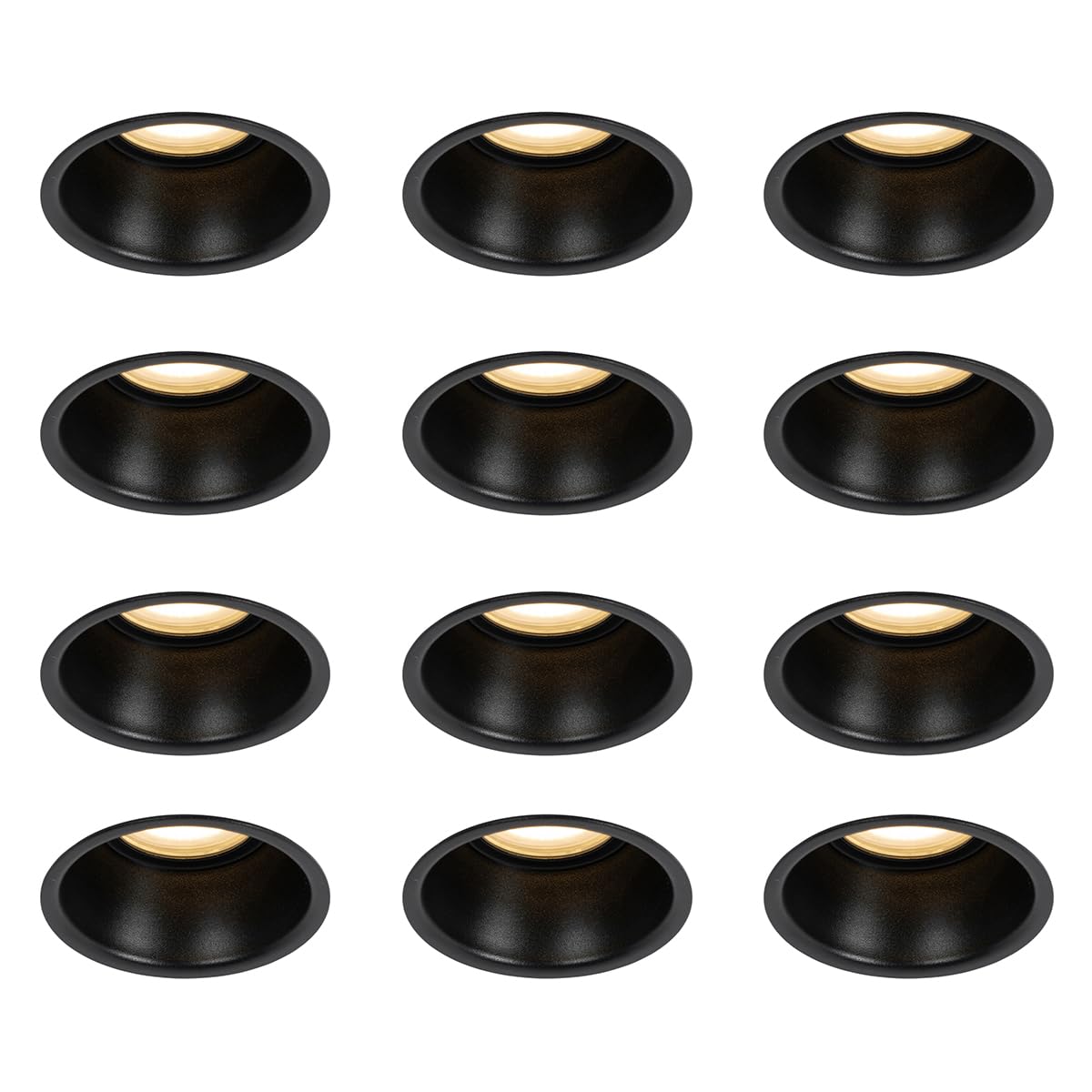 Qazqa Moderno Set de 12 focos empotrables negros GU10 50 mm IP44 - Dept Aluminio Redonda Adecuado para LED Max. 12 x 50 Watt