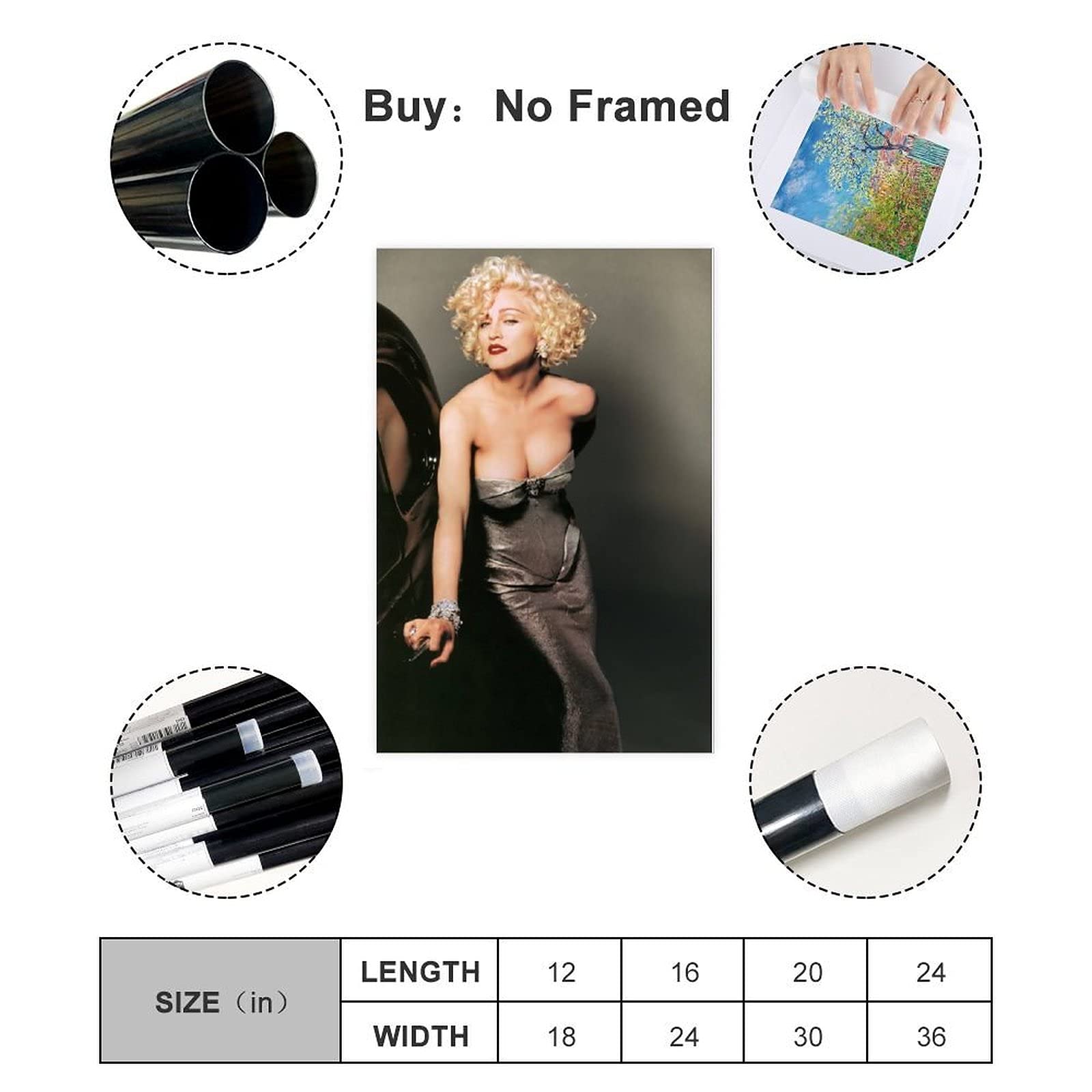 Madonna Leinwand Poster 40x60cm - Vintage Deko Für Wohnzimmer & Büro