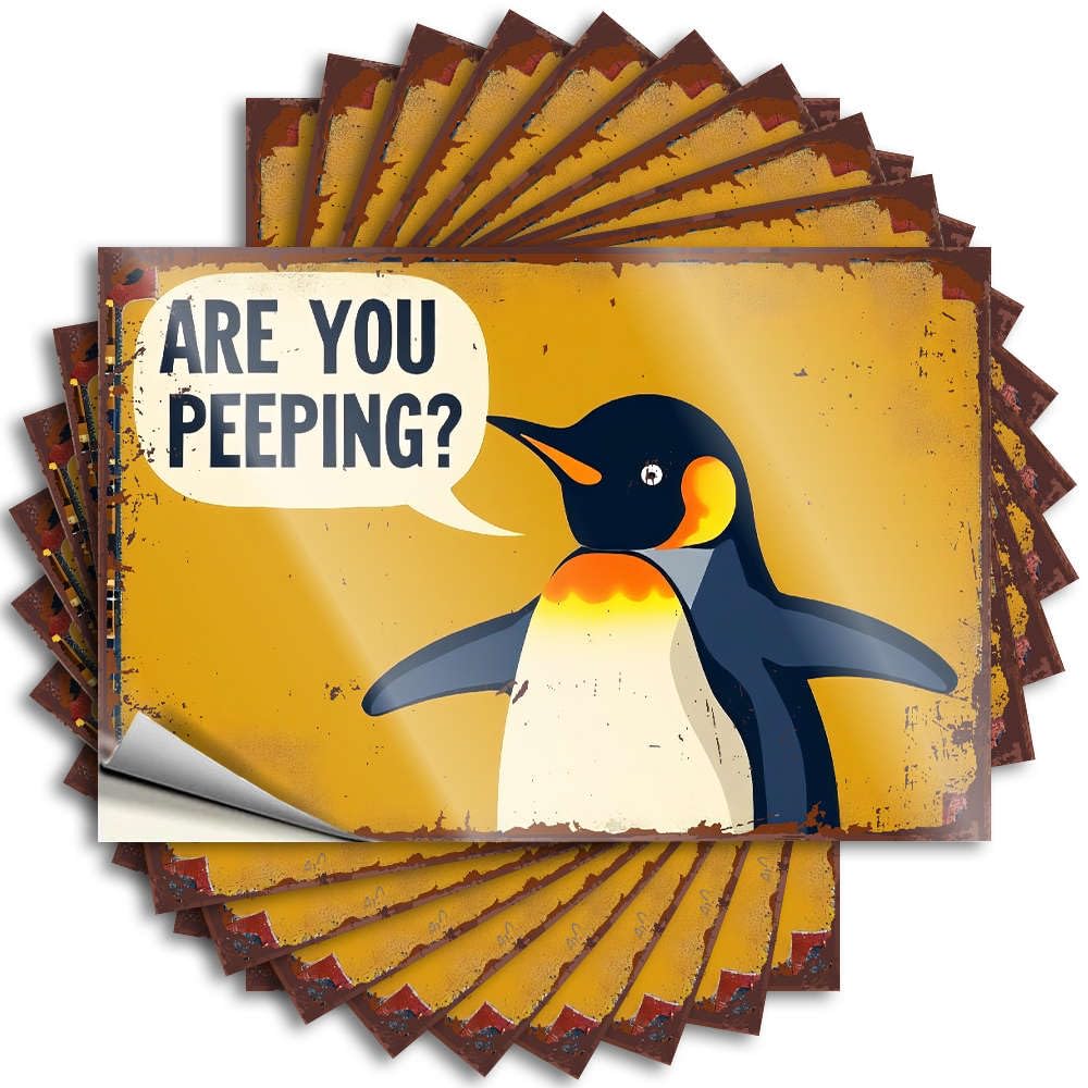 Fzfn Colour Decals Water Punk A Penguin Asks, Are You Peeping? For Thankful - Holiday Easy Peel Removable(6X9cm)