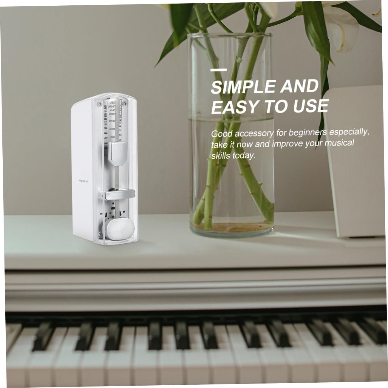 Mechanical Metronome Precision Beat for Piano Guitar Violin Drum Guzheng Musicians Portable Mini White Practice Tool