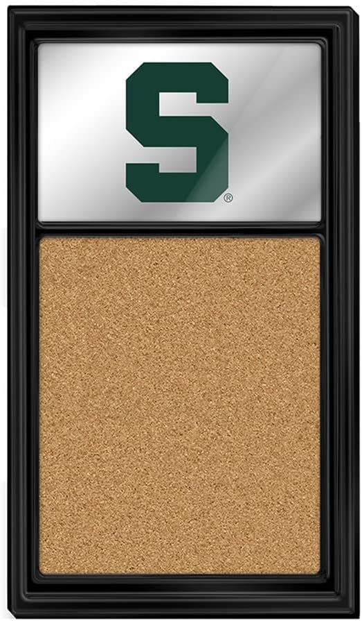 The Fan Brand NCAA Michigan State Spartans - Mirrored Cork Note Board - Sports Team Bar Sign Décor: Home, Dorm, Garage, Office, Fan Cave