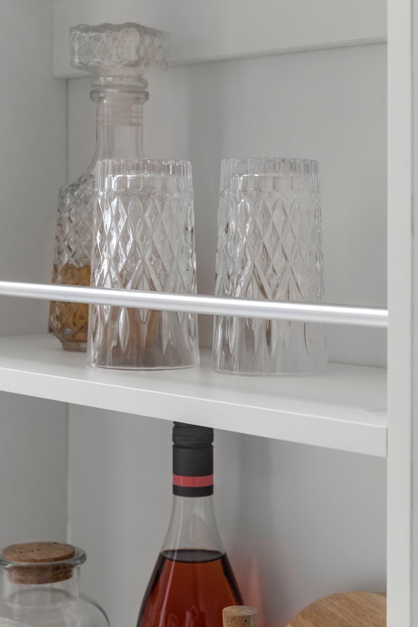 Wohnling Bartisch 120x60x107,5 cm Weiß mit Integriertem Regal | Stehtisch mit großer Ablagefläche, Bartresen für Küche und Party, Küchenbartisch geradlinig, Bistrotisch Holz
