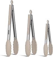 Vista 12 de Pinzas de cocina, pinzas de silicona de acero inoxidable para cocinar a 600ºF de alta resistencia al calor, pinzas de bloqueo para barbacoa, juego