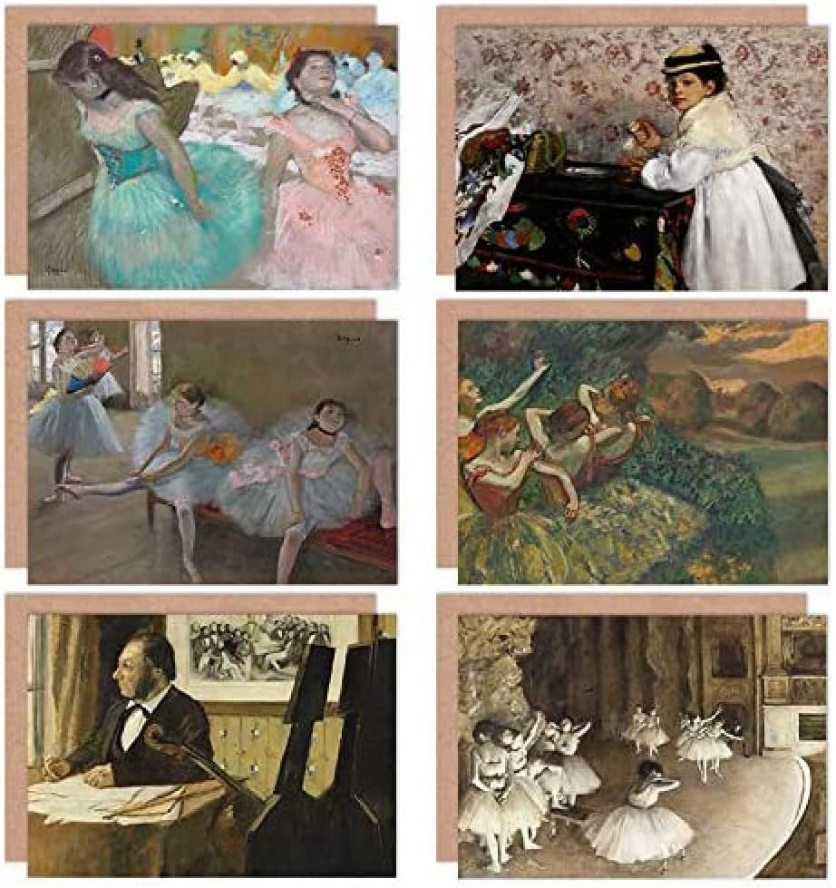 Artery8 Edgar Degas Ballet Rehearsal Stage Dancers Classroom Masked Girls Fine Art Greeting Card Pack of 6