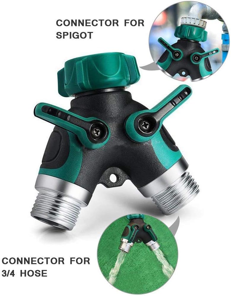 PEP STEP Garden Hose Splitter 2 Way Y Connector | Y Valve Double Hose Connector Comfortable Rubberized Grip Garden Water Hose Ball Valve Easy Grip Heavy Duty