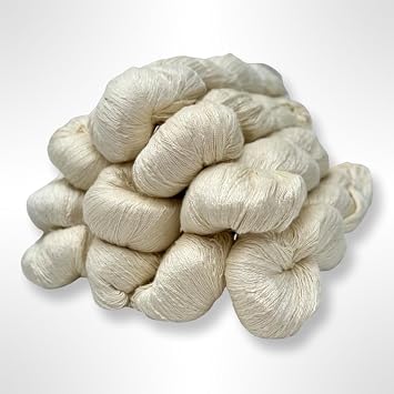 Revolution Fibers Eri Silk 20/2 NM Lace Weight Yarn 1 Skein | 100% Natural White Undyed, 1000 Yards Per Skein | Perfect for Dyeing, Knitting, Crocheting, Weaving and Embroidery