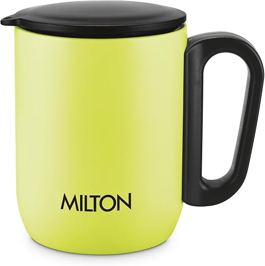 MILTON Gemini Coffee Mug 250 Double Walled Non - Insulated | 220 ml Inner Stainless Steel Tea Mug with Lid &amp; Handle | Hot...