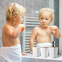 Vista 2 de Juego de accesorios de baño, juego de 9 piezas en color blanco con papelera, bandeja, dispensador de jabón, soporte para cepillo de dientes, vaso