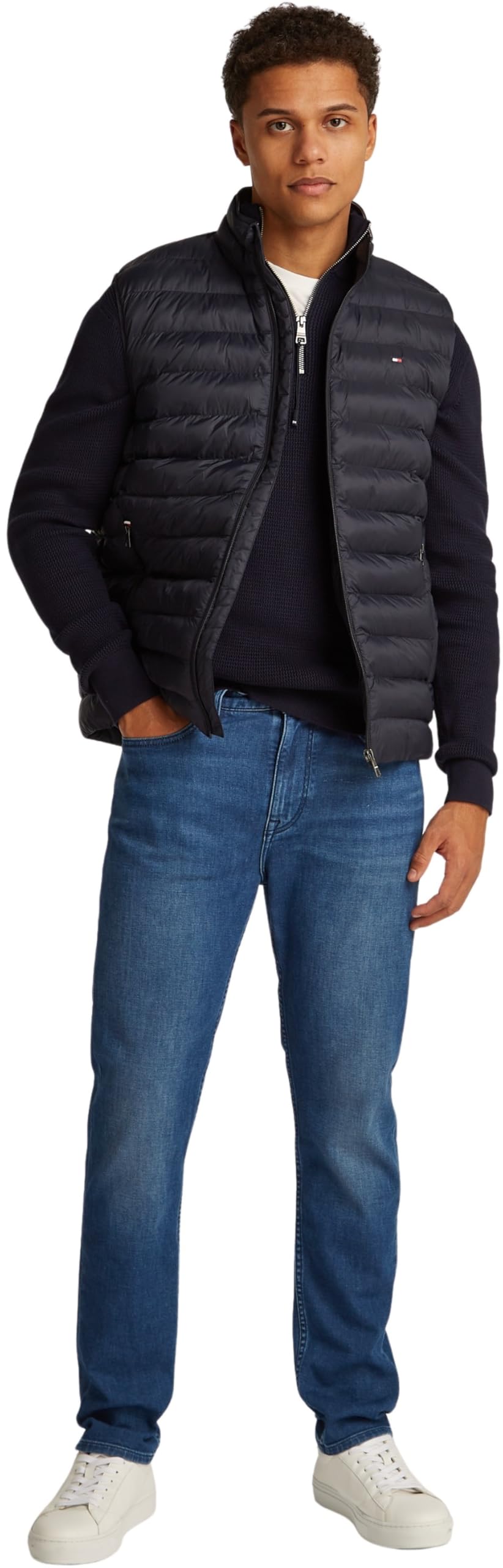 Tommy Hilfiger Veste sans Manches Homme Packable Recycled Vest Col Montant