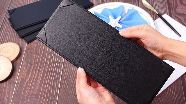 Image of GlikCeil 16 Pcs Restaurant Leather Menu Holders Single Panel Menu Covers for Wine Drinks List 4.25 x 11 Inch Black Menu Book Cover with Angled Corners for bar Hotel Coffee, Single View