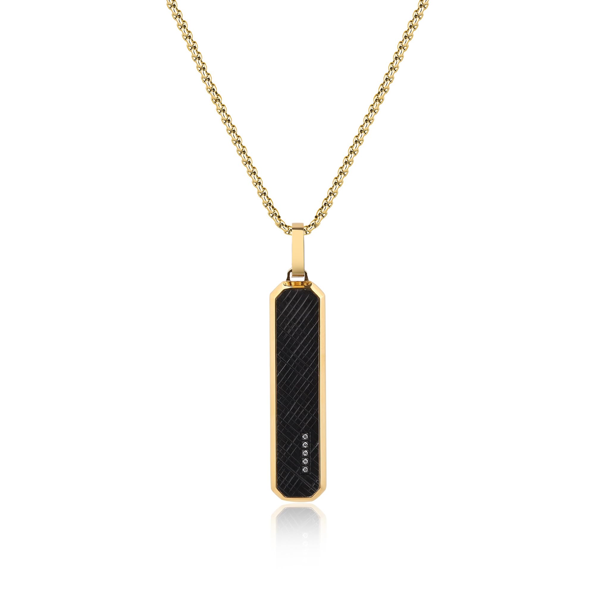 GAVUCollar Chapado en Oro para Hombre con Colgante de Chapa Militar de Acero Inoxidable Negro