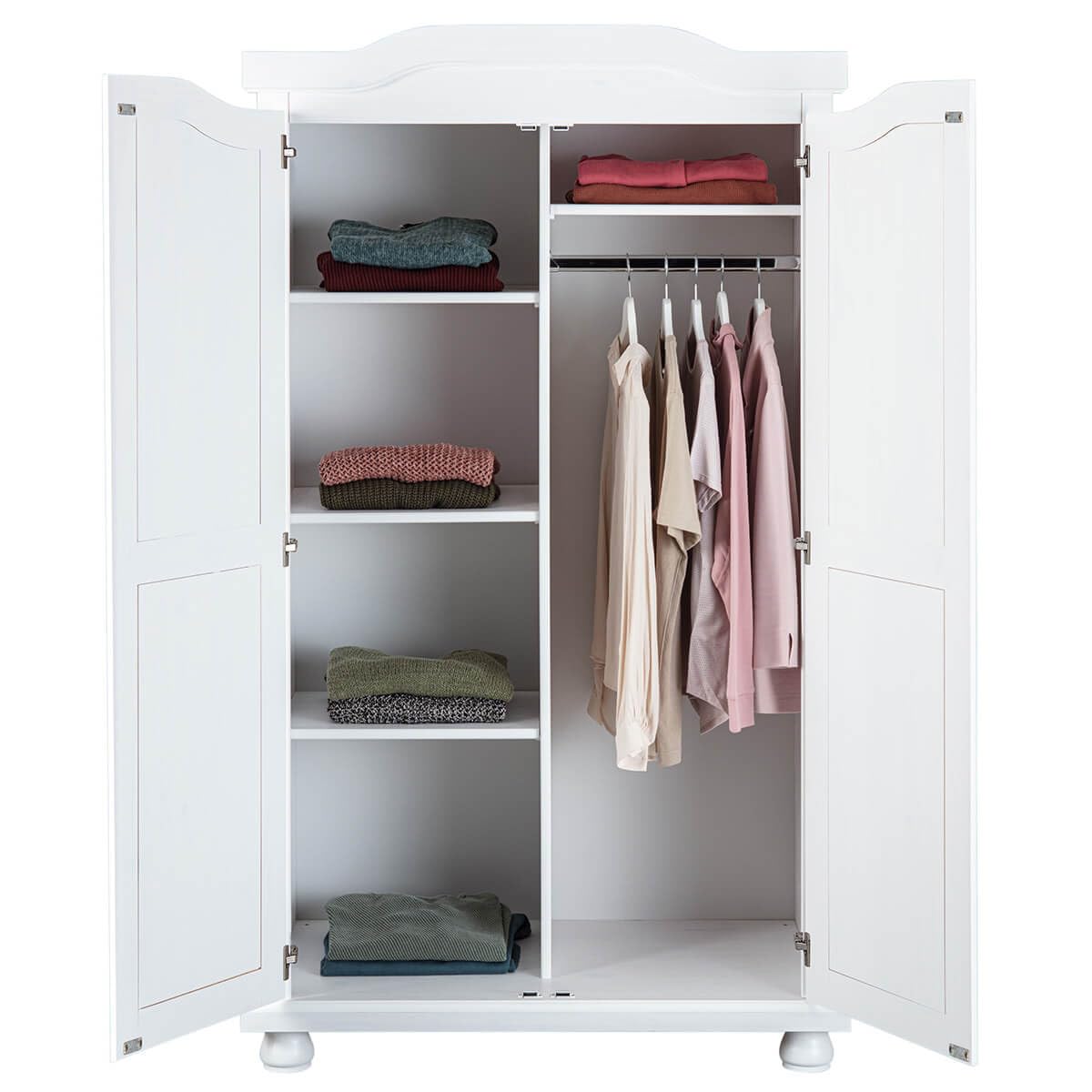 AltoBuy Sydney - Armoire 2 Portes + Penderie Bois Massif Vernis Blanc