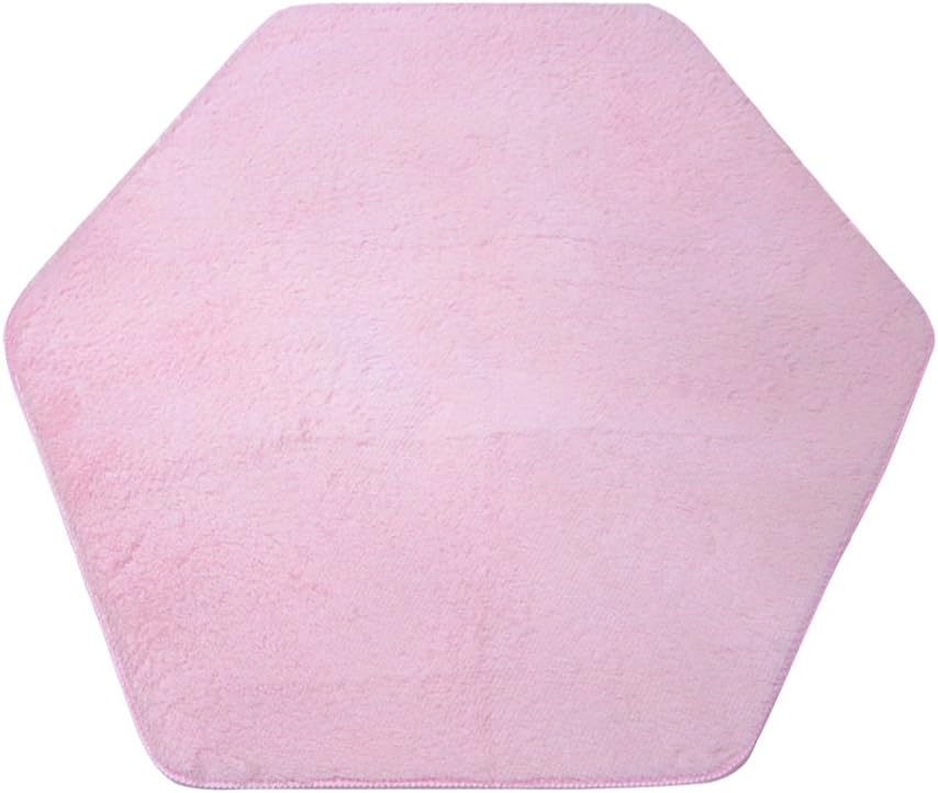 Kids Play Tent Mat Hexagon Coral Fleece Rug Bedroom Floor Pad Mat Cushion for Girls Children Princess Castle Rug Playhouse Indoor Pink