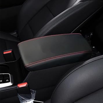 Rifoda for Hyundai Tucson 2016 2017 2018 2019 2020 2021 Center Console Cover Microfiber Leather Cover Center Console Cushion Car Protection Decoration Accessories Black with Red Stitches