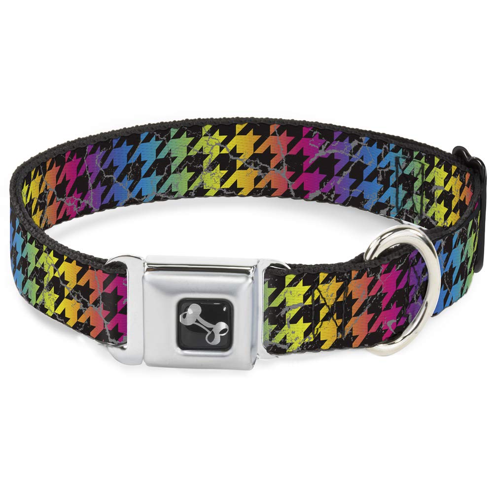 Collier chien pied-de-poule arc-en-ciel Buckle Down L 15-66 cm
