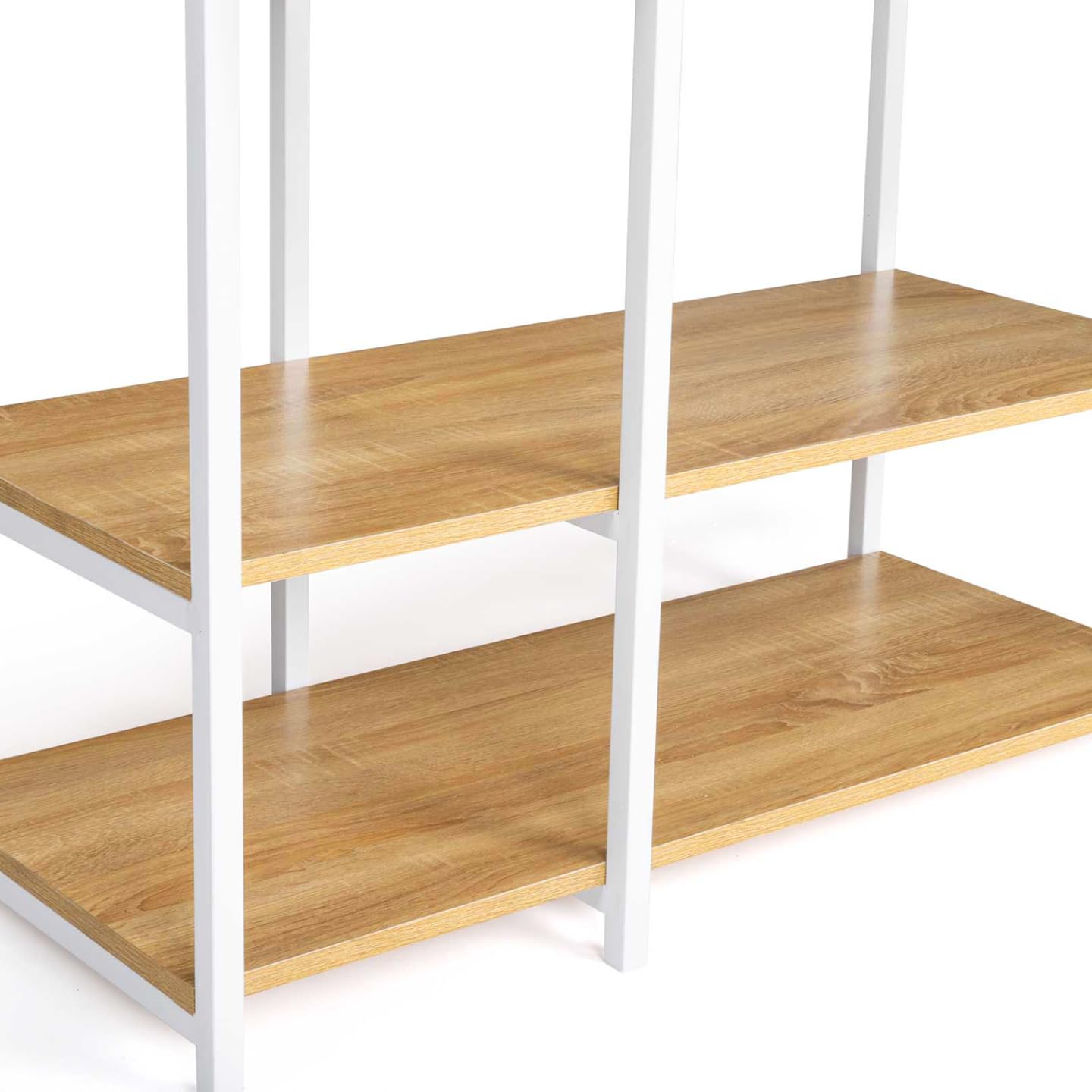 IDMarket - Armario para ropa con estantes DETROIT diseño industrial de madera y metal blanco, L. 90 cm