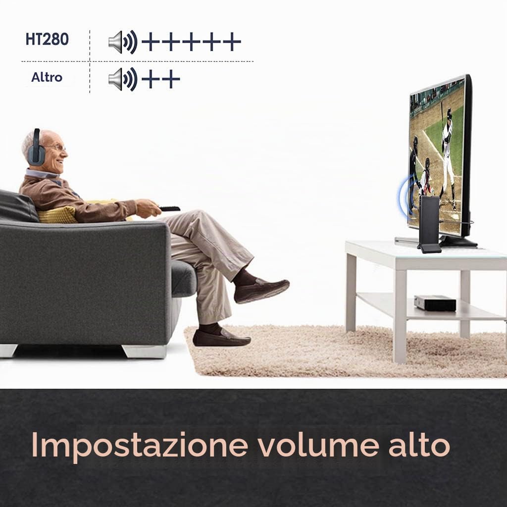 Avantree HT280 – Cuffie Wireless TV RF 2.4G con Dock | Sistema TV senza fili con trasmettitore ottico digitale, volume alto, portata 30 m e configurazione Plug & Play