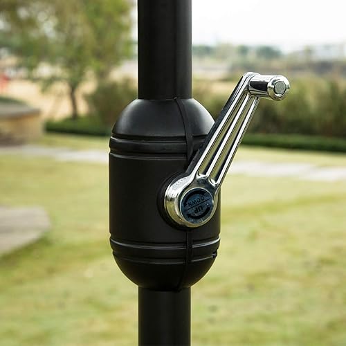 Vista 15 de Sunnyglade sombrilla de mesa para exteriores con 8 varillas resistentes, 9 pies Gris-oscuro