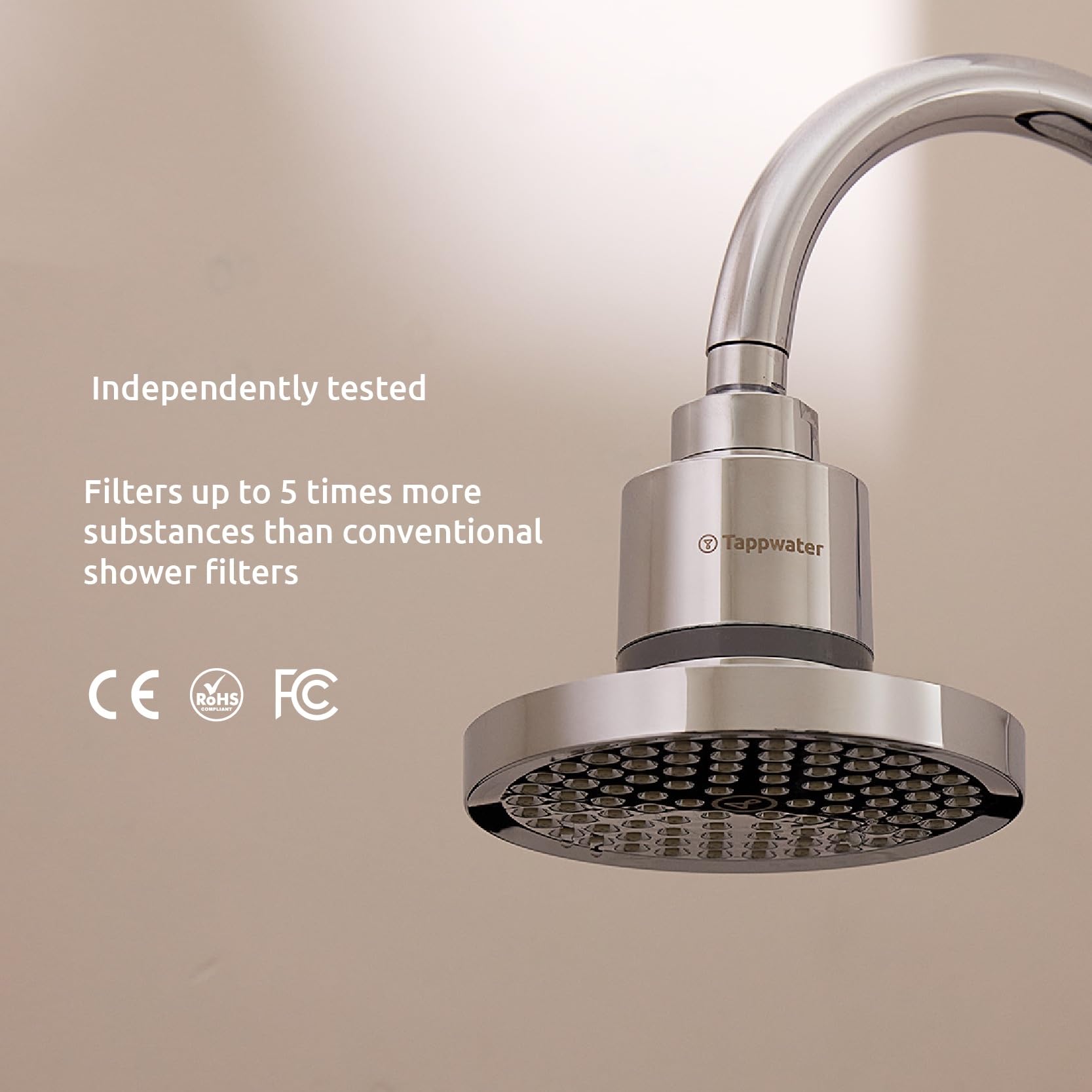 Tappwater ShowerPro Rain SMR – Cabezal ducha con filtro. Alcachofa de ducha, filtra +70 sustancias. Con tecnología KDF-55 y SMR, para piel hidratada y cabello suave y fuerte. 6 meses, 15-30.000L