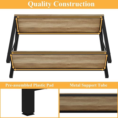 Miniatura 5 de BON AUGURE Juego de mesa consola industrial y mesa auxiliar, muebles de madera y metal para sala de estar, entrada, oficina en casa (roble vintage)